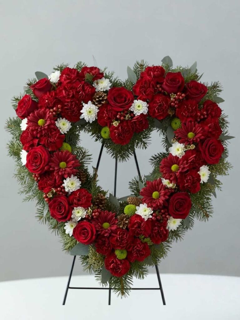 Standing Funeral Spray, Heart Shaped Standing Sympathy Spray